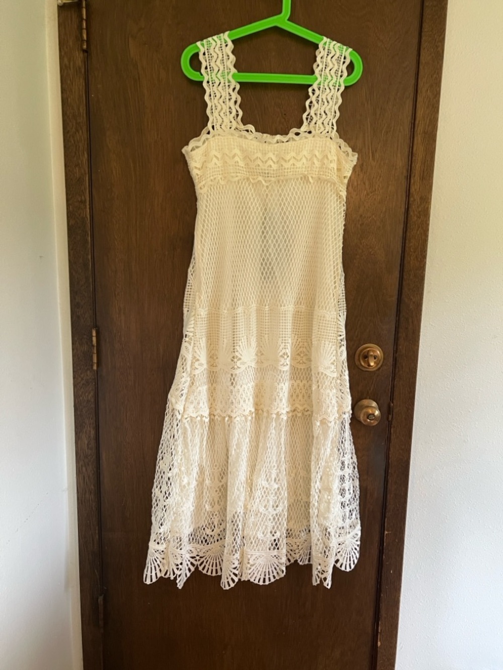 Cream Lace Button-Front Women's Dress - Picture 5 of 13